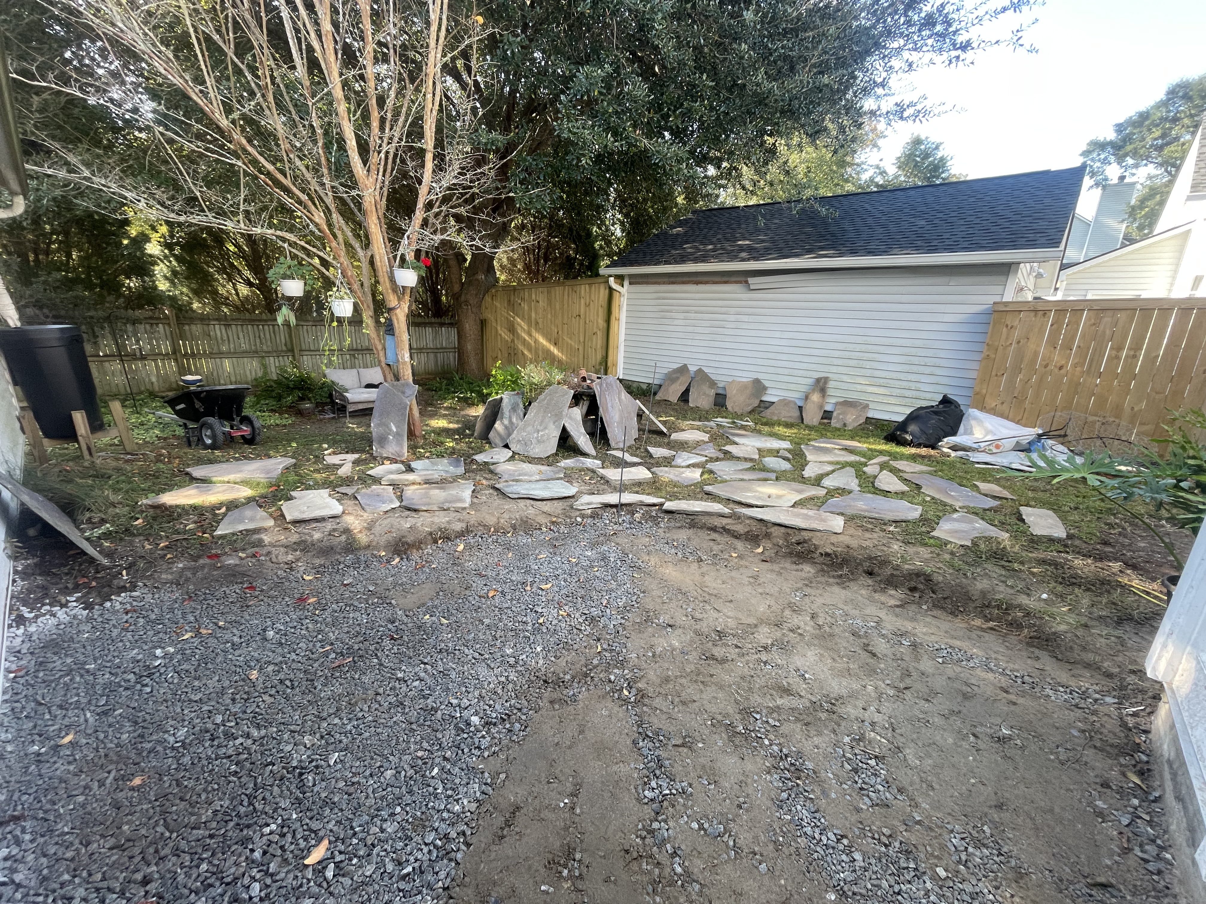 Stone laying in progress